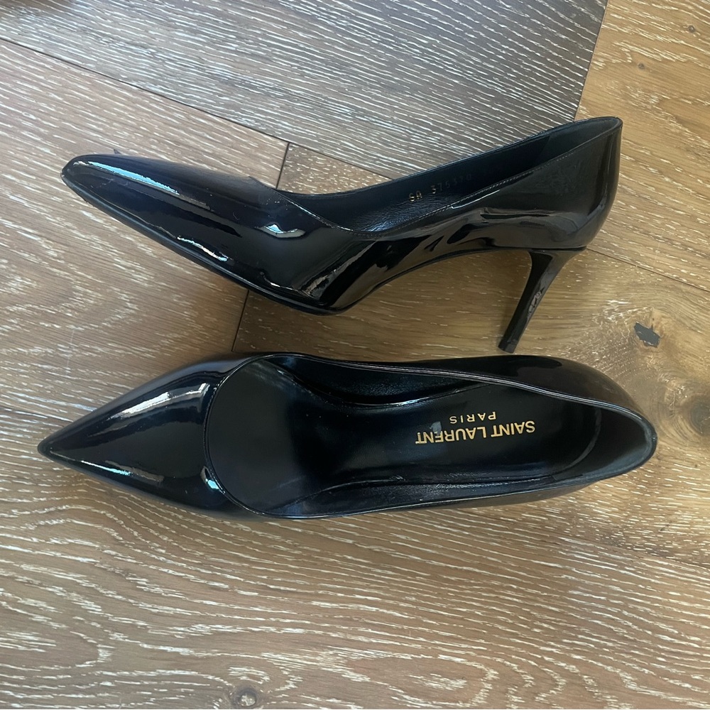 Saint Laurent Patent Leather Pumps, 2.6 inch heel, size 8.5